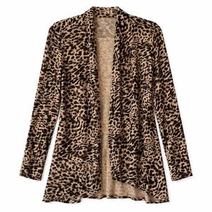 Soma Leopard Print Drape Open Front Cardigan Lounge Medium